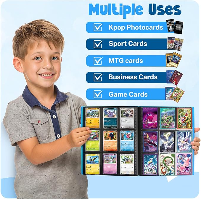 Card Binder, 9 Pocket Trading Card Album Folder,20 Pages, 360 Card Capacity Sports Card Binder, Premium Card Binders Compatible with MTG, TCG, Baseball Cards (Light blue)