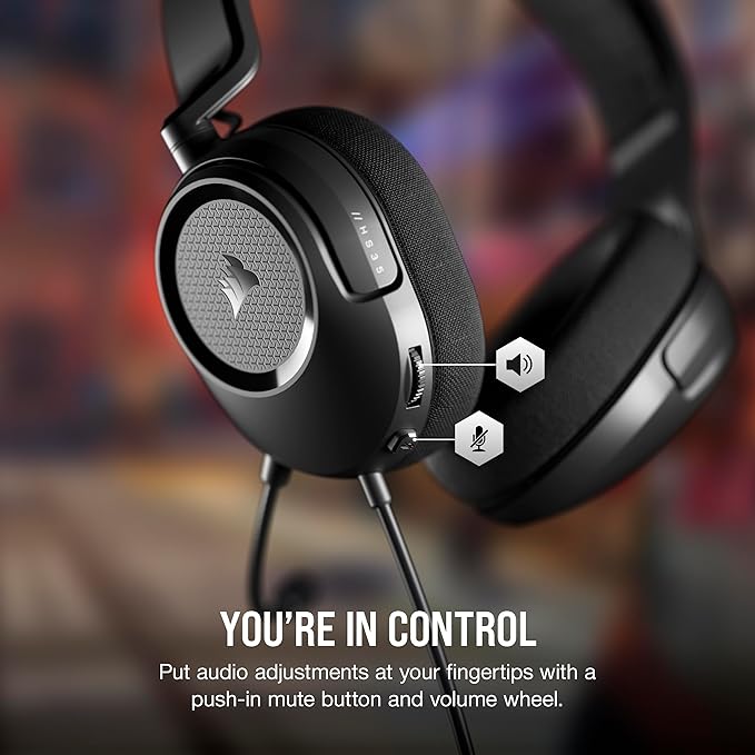 Corsair HS35 Surround v2 Multiplatform Wired Gaming Headset – Dolby 7.1 – Flexible Omni-Directional Microphone – Universal 3.5mm Connection – PC, Mac, PS5, PS4, Xbox, Nintendo Switch, Mobile – Carbon