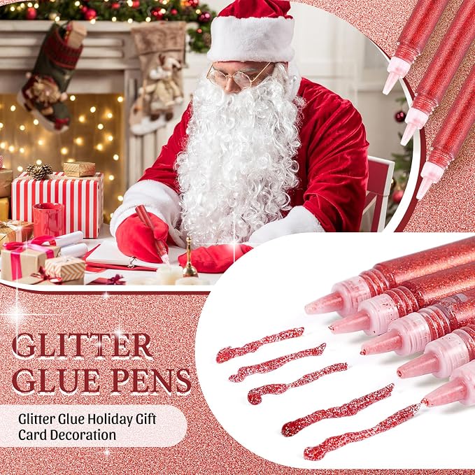 Cholemy 60 Pcs Glitter Glue Pens Glitter Glue Stick Set for Crafts Washable Markers Painting Pens for DIY Arts Projects Scrapbooking Holiday Greeting Card Decorating Supplies(Red) | Washable Glitter Markers for Scrapbooking Cards, Painting Pens for DIY...