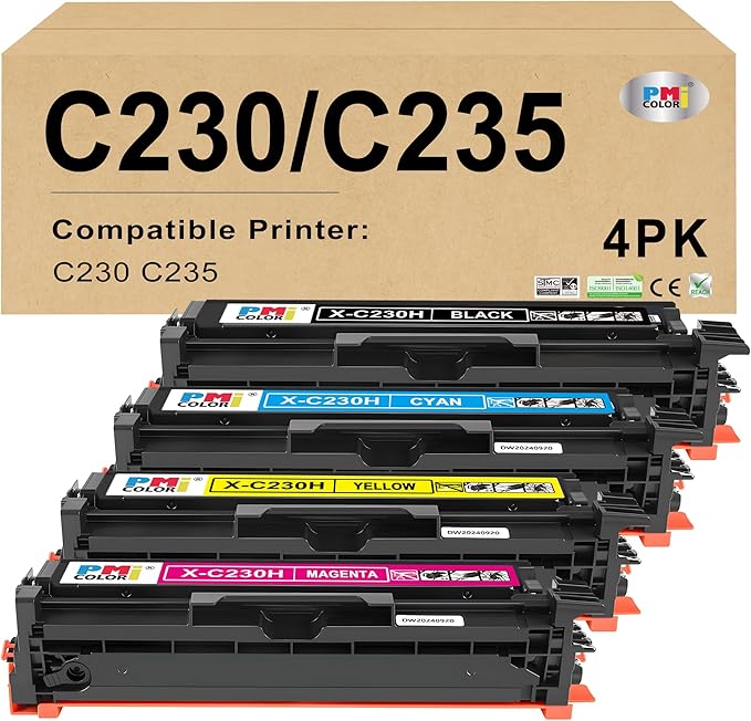 C230 C235 High-Yield Toner Cartridge 4 Pack for Xerox Replacement 006R04391 006R04392 006R04393 006R04394 Works with Xerox C235DNI/C230DNI Printer (Black,Cyan,Magenta,Yellow)