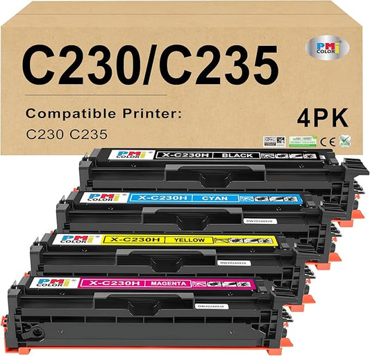 C230 C235 High-Yield Toner Cartridge 4 Pack for Xerox Replacement 006R04391 006R04392 006R04393 006R04394 Works with Xerox C235DNI/C230DNI Printer (Black,Cyan,Magenta,Yellow)