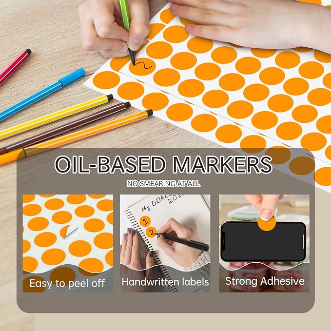 PARLAIM 3/4 Inch Coding Circle Sticker Labels,Pack of 1050 Round Color Code Dot Labels Stickers for Home Office Marking,Organizing (Fluorescent Orange)