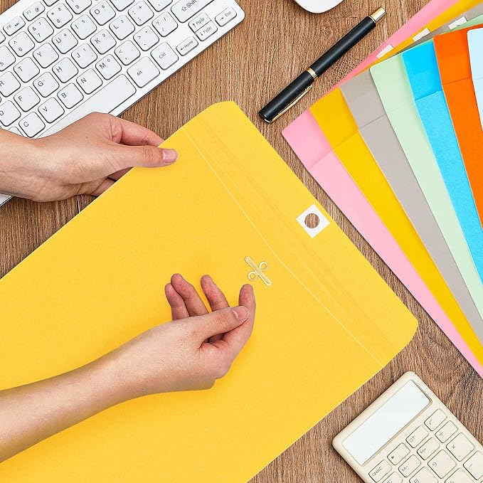 Geyee 20 Pcs Clasp Manilla Envelopes 6 x 9 Inch Gummed Colored Envelopes for Storing or Mailing for Home Office Business Supplies(Mixed Colors)