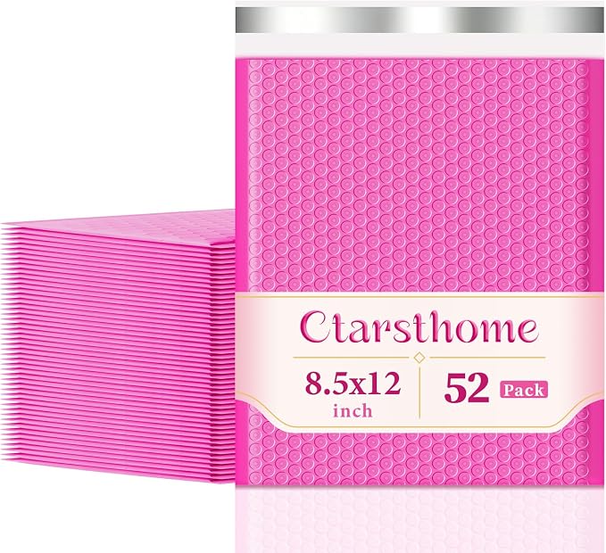 Bubble Mailers 52 Pack 8.5x12inch Rose Poly Mailers Self-Seal Padded Envelopes Waterproof Bubble Opaque Padded Mailers Shipping Bags for Businesses to Pack and Mail Jewelry Cosmetics