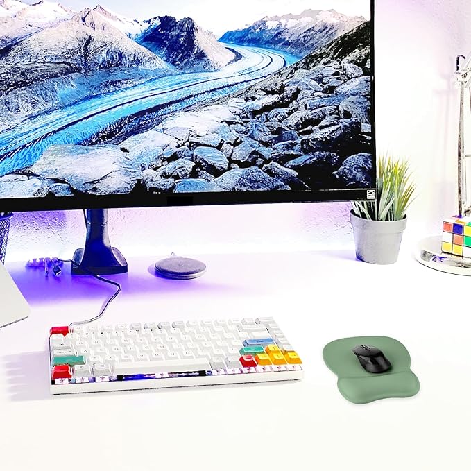 EooCoo Ergonomic Mouse Pad with Wrist Support, Mousepad with Memory Foam Wrist Rest and Non-Slip Base for Computer, Cafe, Home & Office, 9.64 x 8.26 in Office Desk Accessories