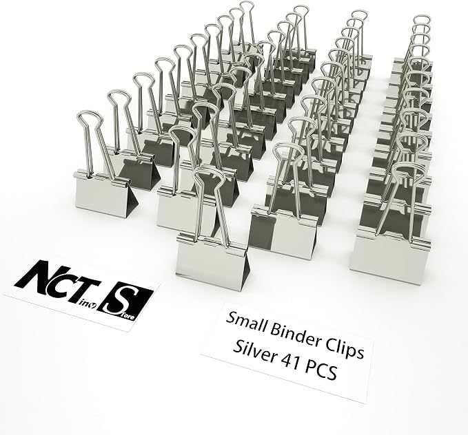 Nctinystore Silver Binder Clips Small Metal Clamp 3/4-in / 0.75-inch / 19-mm (Silver, 41-Count)