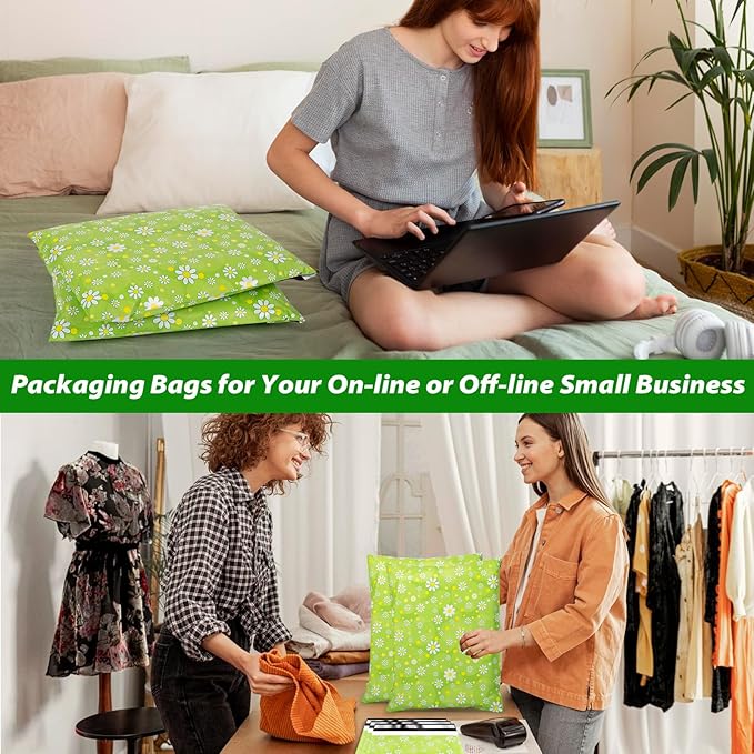 Oududianzi Poly Mailers 10x13, 100PCS Waterproof Shipping Bags, Shipping Envelopes, Mailing Poly Bags, Self-Seal Polymailer Packaging Bags for Small Business (Daisy)