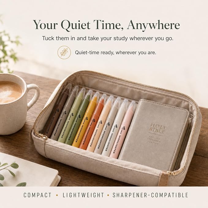 10 Pack Bible Safe Highlighters - Earthy Color, Wax Highlighters | No Bleed, Scripture Markers for Journaling, Study Accessories and School Supplies