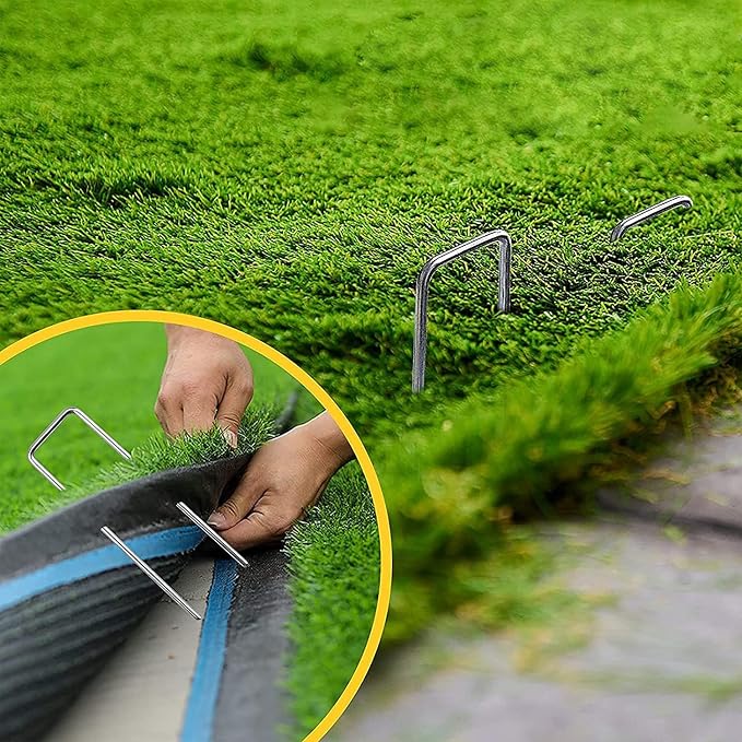 4 inch 200 Pack Landscape Staples Galvanized Garden Stakes | 12 Gauge Heavy Duty Garden Pins for Fences, Lawns, Weed Barriers and Landscape Fabrics, Irrigation Hose,Yard Lawn