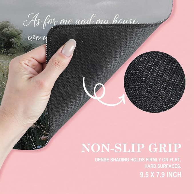 Christian Wildflower Floral Mouse Pad, Joshua 24:15 Bible Verse Mouse Pads Mousepad for Desk Home Office Dorm Computers Laptop, Religious Office Supplies Desk Accessories, 9.5x7.9 Inch