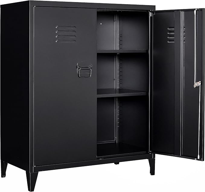 Storage Cabinet with Doors and Shelves,40" Metal Storage Cabinet with Lock Door Adjustable Shelf,Office Storage Cabinets,Garage Tool Cabinets for Home,Office,School,Kitchen