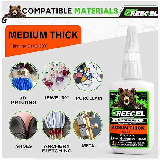 Liquid Medium Thick Super Glue 4 oz + 3g Gel Glue for Ceramic | Clear Cyanoacrylate Adhesive for Woodworking, Ceramic, Rubber, Metal, Glass, Model Making, 3D Printing, Crafts & Repairs