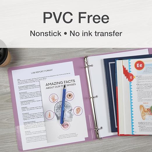 Cardinal 3 Ring Binders, Binders for School and Office, Durable 1 Inch, Round Rings, Holds 225 Sheets, ClearVue Presentation View, Non-Stick, Two-Tone Pastel Interiors, 4 Pack (1002479)