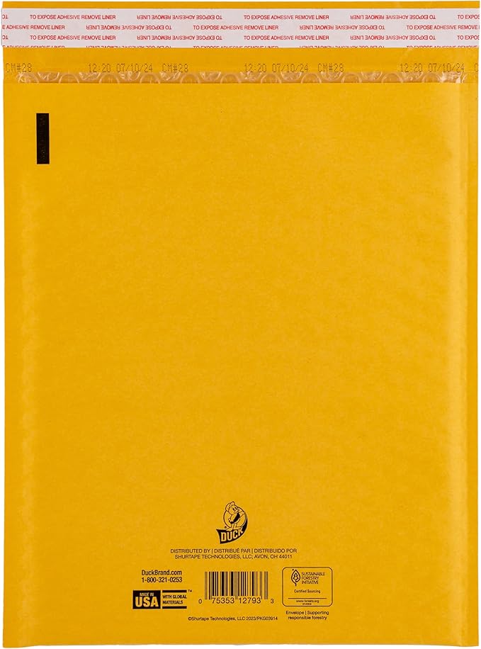 Duck Brand #2 Kraft Bubble Mailer, Manila, 8.5 inch x 11 inch, 25 Pack