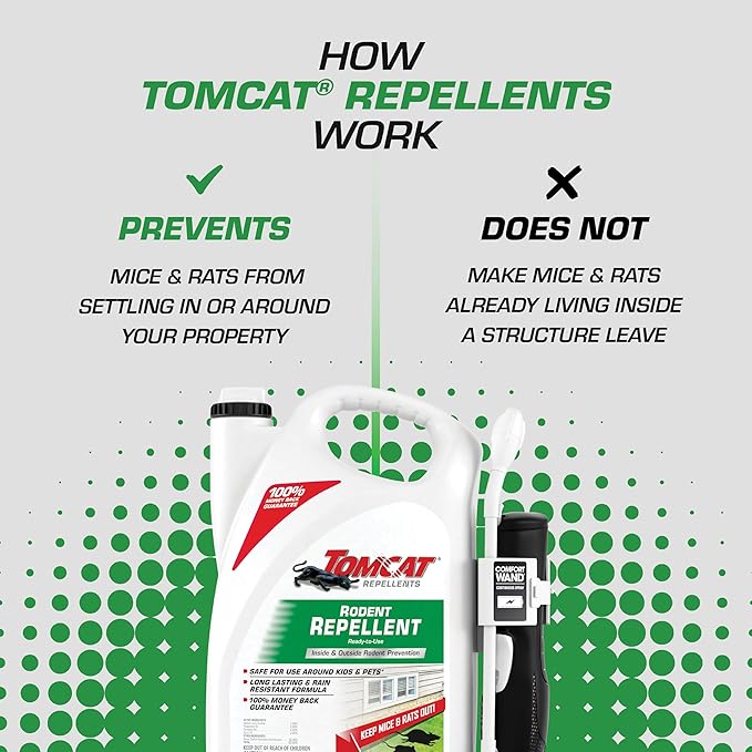Tomcat Repellents Rodent Repellent Ready-to-Use — Indoor & Outdoor Mouse and Rat Deterrent with Peppermint, Cinnamon & Garlic Essential Oils, 1 Gallon, 1 gal.