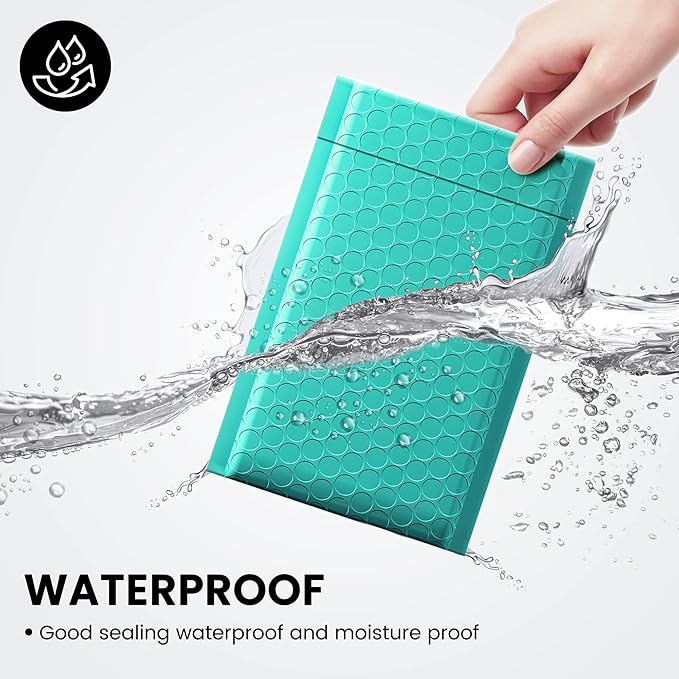 Fuxury Small Bubble Mailers 4x8" 100 Pack, Teal Bubble Mailer, Self Seal Padded Envelopes Gifts Mailing Envelopes Bubble Padded, Bubble Envelopes for Shipping, Small Business Usable Size 4x7"