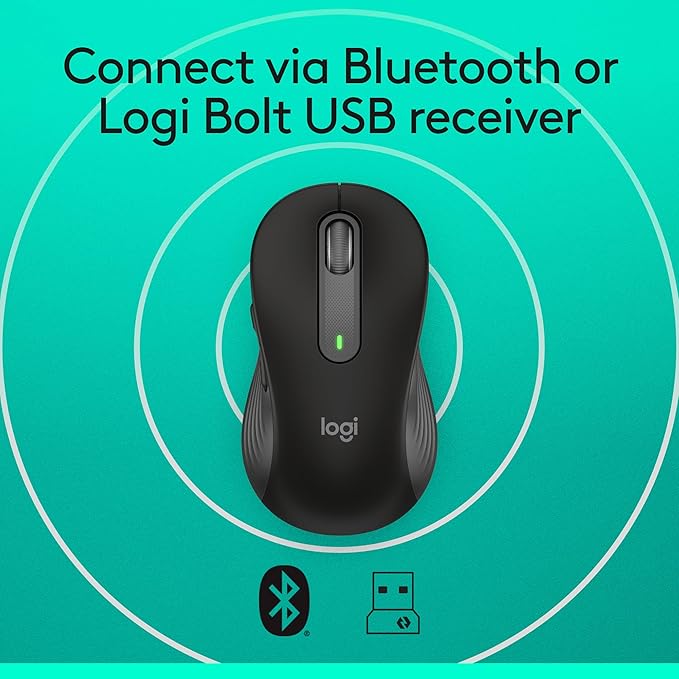 Logitech Signature M650 L Full Size Wireless Mouse - for Large Sized Hands, 2-Year Battery, Silent Clicks, Customizable Side Buttons, Bluetooth, for PC/Mac/Multi-Device/Chromebook - Black