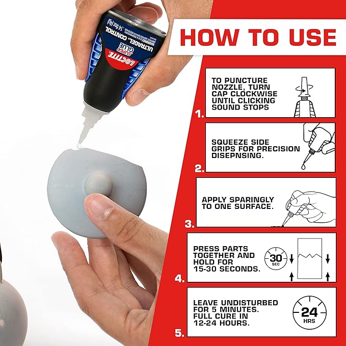 Loctite Super Glue Ultra Gel Control, Clear, 0.14 fl oz Bottle, 2 Pack - Superglue for Plastic, Wood, Metal, Crafts & Repair, Cyanoacrylate Adhesive Instant Glue, Quick Dry