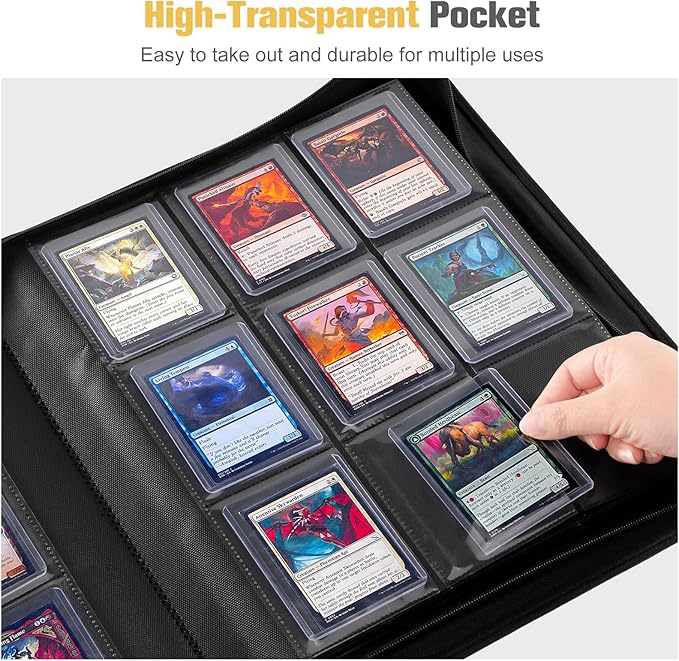 ProCase Top Loader Binder, 9 Pocket Holds 324 Toploaders, Waterproof PU Leather with Non-PVC Pockets for Trading Cards or Sports Cards, Compatible with TCG, MTG in 3"x4" Toploader -Black
