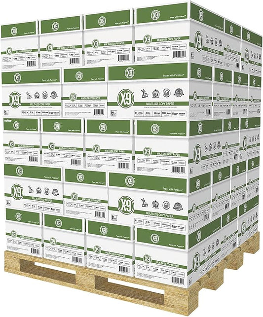 (8.5"" x 11"" Letter) - X-9 Multi-Use Print & Copy Paper, White, Brightness 92, Pallet of 40 Cases- 200,000 Pages Total