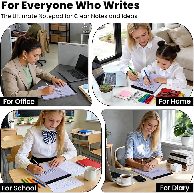 6pcs Legal Pads 8.5 x 11,Notepads 8.5 x 11 Inch, 30 Sheets/Pack, Purple Note Pads Clear Print Writing Pads of Paper, Perforate Wide Ruled Lined with Sturdy Back for Office, Business & School Supplies