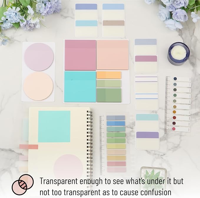 Mr. Pen- Transparent Sticky Notes Set, 1000 Sheets | Transparent Sticky Notes Tabs with Marker Pen for Bible Study, Office, School, Planning, Journaling & Organization