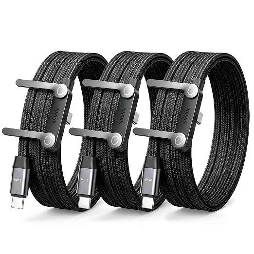 USB C to USB C Cable, 240W Fast Charging Cable with Built-in Phone Stand | (5 FT, Black), 90° Braided Invisible Stand Type-C Charger Cord for Gaming, Streaming & Hands-Free Viewing (3Pcs)