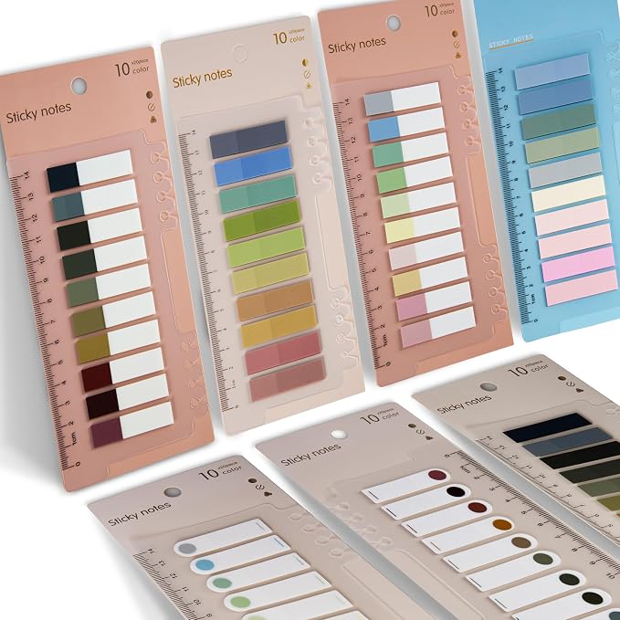 Golcellia Sticky Tabs,Sticky Note Tabs,Book Tabs,Index Tabs, Page Tabs, Page Markers,60 Colors, 7 Designs,Annotation Tabs,Book Annotation Supplies