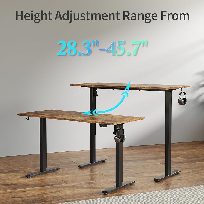 Agilestic 60*24 Inch Height Adjustable Electric Standing Desk, Rustic Brown | Sit Stand Up Computer Desk, Memory Presets, Stable Steel Frame,154 lbs, Easy Assembly, Splice Board, Home Office, Studying