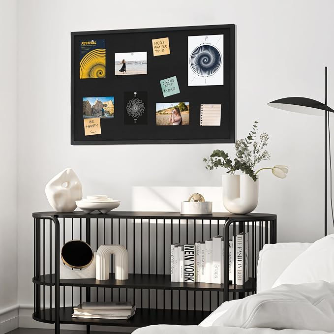 DAHAPYBOO Cork Board with Linen Black 2Pack,Bulletin Board 36"x24" | Corkboards for Office Home School Message Board or Vision Board Decoration