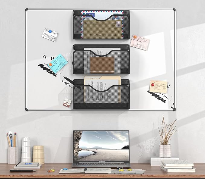 JANE EYRE Magnetic File Holder - 3PCS Paper Mail Organizer | No Drilling Strong Dual Magnets Magazine Paper Document Organizer for Cabinets Office Classroom Whiteboard