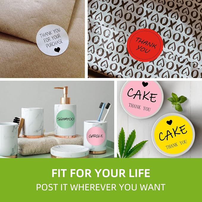2" Color Circle Direct Thermal Labels, Self-Adhesive Round Direct Thermal Stickers, Multi-Purpose Roll Sticker Labels for DIY Logo Brand Design, QR Code, Name Tag(6 Rolls, 4500 Labels)