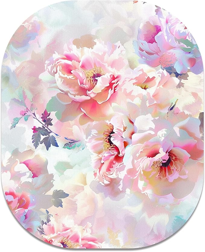 Small Mouse Pad, 6 x 7 Inch, Oval Mini Mouse Pad with Non-Slip Rubber Base for Laptop Wireless Mouse Keyboard Tray Mousepad, Floral Pattern