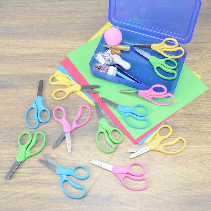 Westcott Kids Scissors 12-Pack, 5" Blunt Tip Safety Scissors for Ages 4+, Left & Right Handed, Recycled Eco-Friendly for School and Craft Projects