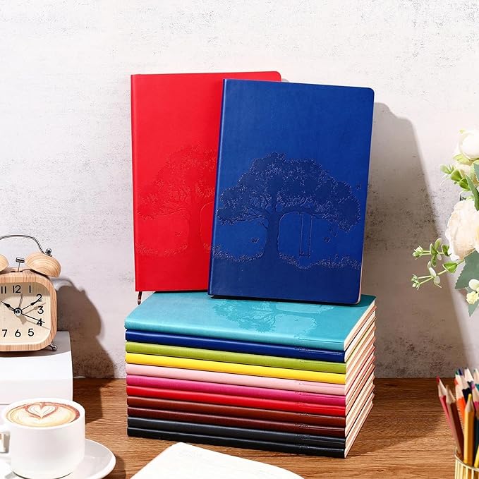 TaoBary 60 Pcs Employee Appreciation Gift A5 PU Leather Journals Bulk Colorful Tree Lined Journal Notebook Soft PU Leather Cover Ruled Writing Notebook for Office School Teacher Nurse (Assorted Colors)