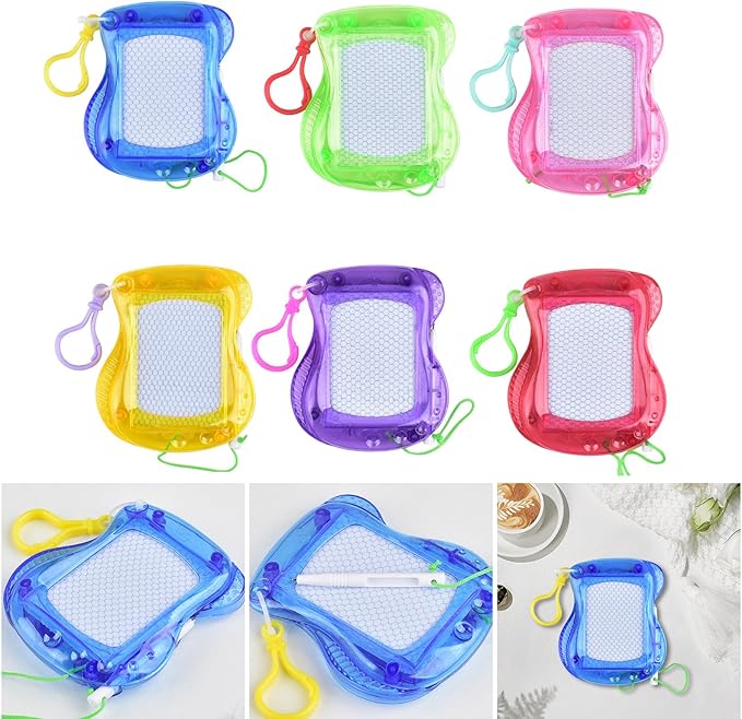 6Pieces Creative Whiteboard Keychain Set Doodles Board Keychain Drawing Board Keyring Suitable for School Travel Art
