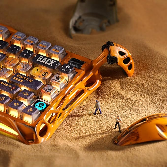 GravaStar Mercury K1 Pro Wireless Mechanical Gaming Keyboard, Aluminum Alloy 75% Layout, Hot-Swappable RGB Custom Keyboard with Linear Switches – Handcrafted Battle-Worn Yellow Edition
