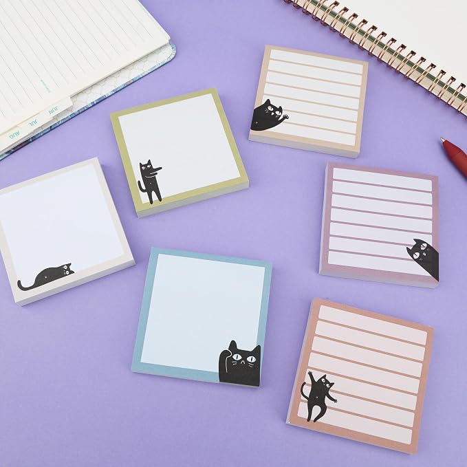 Mr. Pen- Black Cat Sticky Notes Set, 3" x 3", 6 Pads, 480 Sheets | Black Cat Sticky Notes, Memo Pads, Self-Stick Note Pad for Office, School, Home, Study & Organization