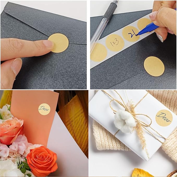 1000PCS Kraft Circle Stickers Dot Stickers, 1 Inch Round Blank Garage Sale Price Sticker Kraft Coding Tag Labels Brown Natural Envelope Seals for Home Classroom Jam Canning Jar Labels (Brown 1 Inch)