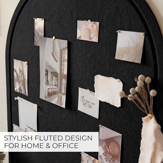 Large Arched Felt Bulletin Board - Cork Board Alternative for Wall Decor | Stylish 21.5 X 17 Bulletin Set with Pins - Perfect to Display Your Photos in the Office
