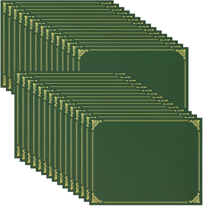 Ndsox 30 Packs Green Certificate Holders, Graduation Diploma Holders, 350GSM, Diploma Covers with Gold Foil Border for Letter Size 8.5" x 11" Award Certificate Paper, Cardstocks and Documents