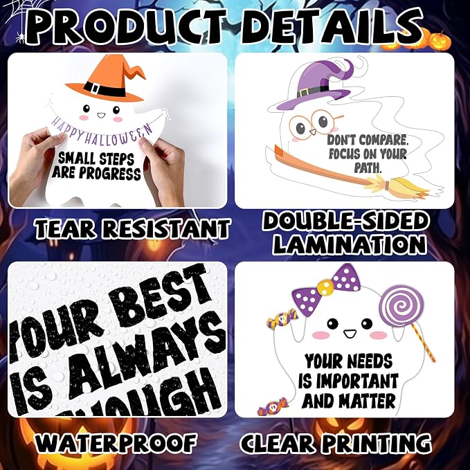 Halloween Ghost Bulletin Board Set Classroom Decorations Cute Ghost Paper Cutouts Halloween Theme Motivational Inspirational Bulletin Board for School Classroom Home Office Wall Door Decor Supplies