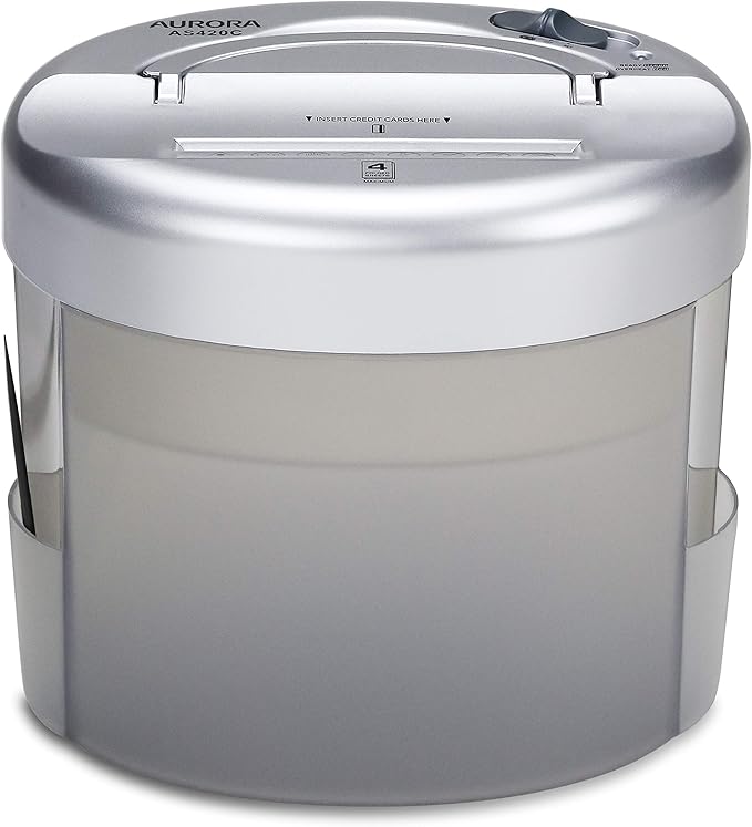 Aurora AS420C Desktop-Style Cross-Cut Paper Shredder, 4-Sheet Crosscut Desktop