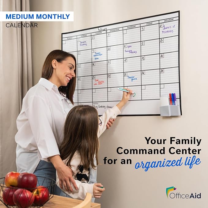 (2 PK) Large Dry Erase Calendar for Wall 24x36, Giant Family Office Big Reusable, Monthly Planner Erasable 36x24, Rolled Whiteboard White Board, Calendar Dry Erase for Undated Wall Large Classroom