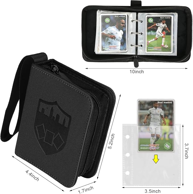 GERMUN Mini Card Binder 1 Pocket, 80 Pockets Trading Card Binder, Premium Small 2 Pocket Trading Card Collection Album Folder with 40 Sleeves Double Sided - Gifts for Kids (Black）