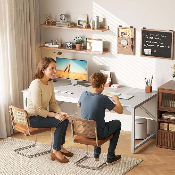 63 x 29.5 Inch Computer Desk with Deeper Desktop, Gaming Office Writing Work Desk for Home Office, Study, Bedroom, Work from Home, Metal Frame, White