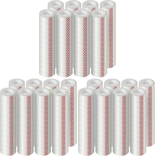 72 Rolls Transparent Tape Refills, Clear Tape, 3/4 x 800 Inches, Glossy Gift Wrapping Tapes for Dispenser, Office, School, Home (Pack of 3)