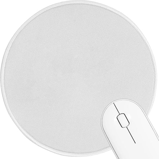 Round Mouse pad, high-end Texture, Sewn Edge Design, Anti-Slip Rubber Base. 8.6 x 8.6 inches (White)