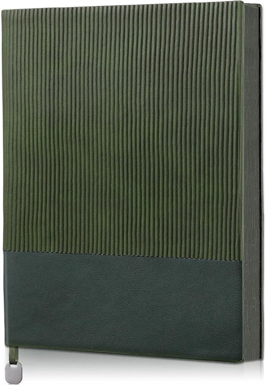 Lined Journal Notebook for Work College Ruled Note Book 5.8"x8.3"A5 PU Leather Daily Journaling 216 Pages for Women Men Writing Home School Supplies Business (Dark Green)