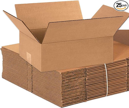 AVIDITI Shipping Boxes Flat 12"L x 9"W x 4"H, 25-Pack | Corrugated Cardboard Box for Packing, Moving and Storage